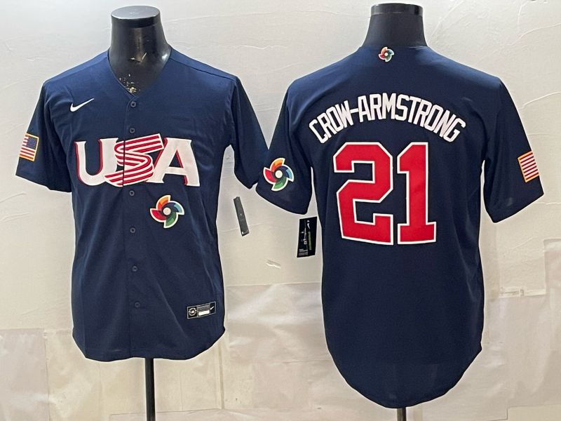 Men 2026 World Cub USA #21 Crow-Armstrong Blue Nike MLB Jersey style 008